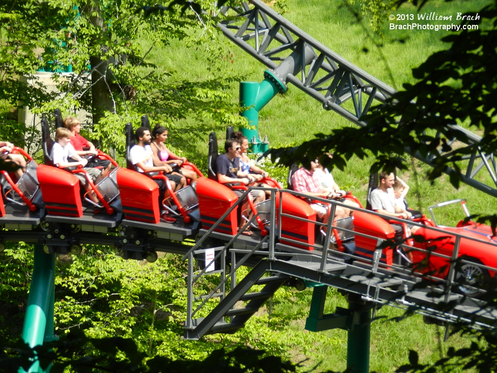 Red train about to enter the Black Forest!