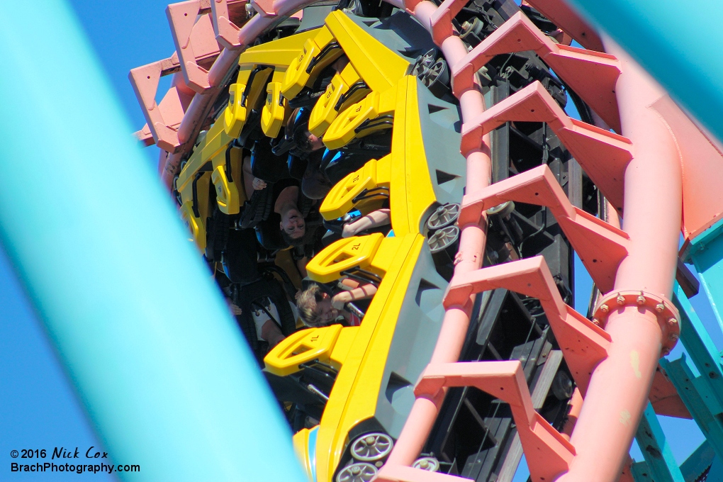 A close-up of the train in the cobra roll.