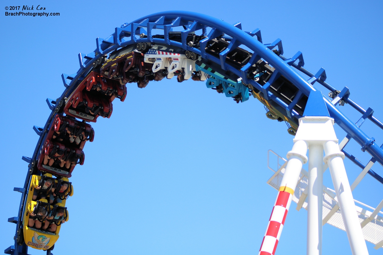 The train headed towards the vertical loop.