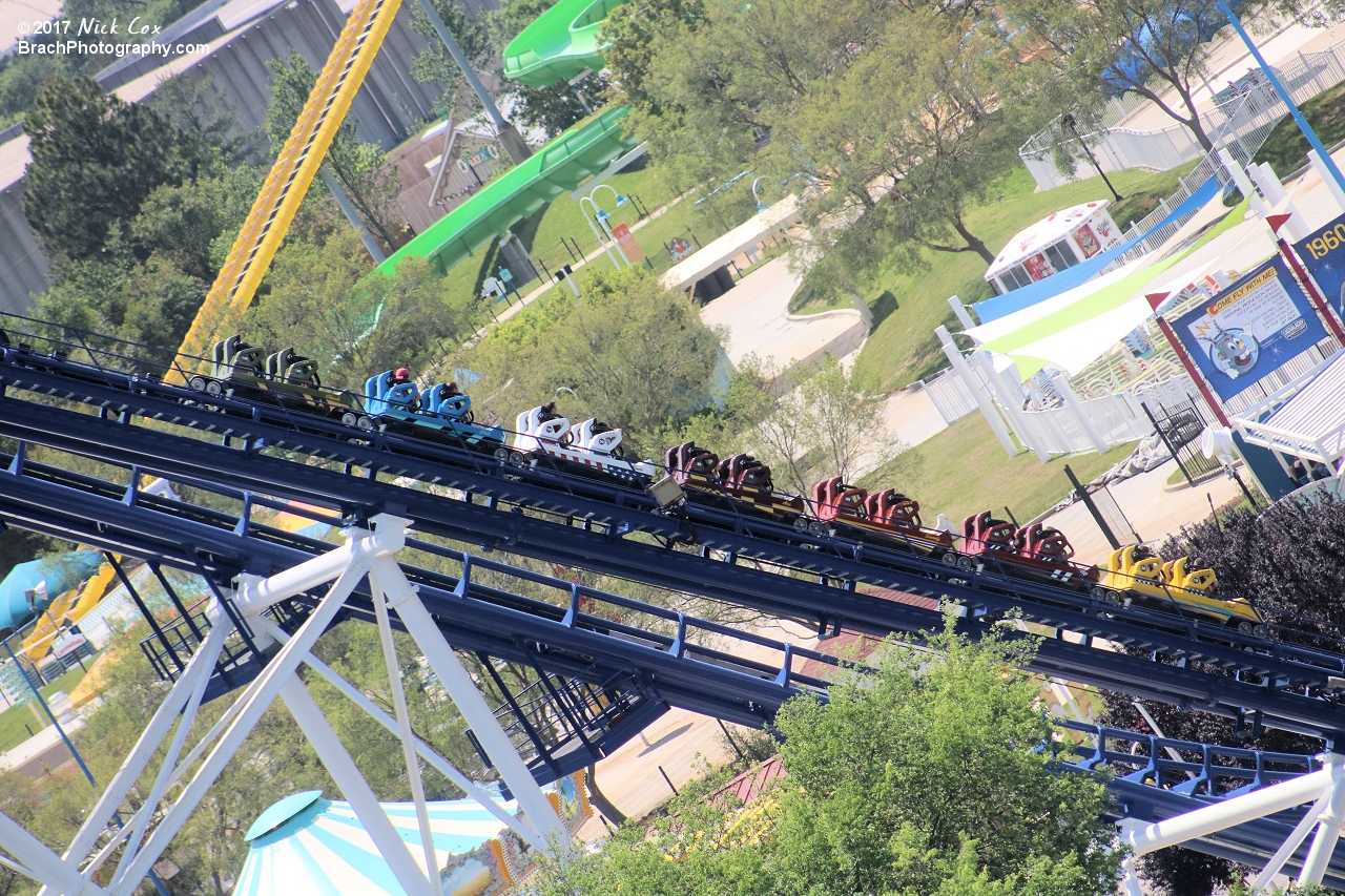 The train on the lift as seen from the Skytower.