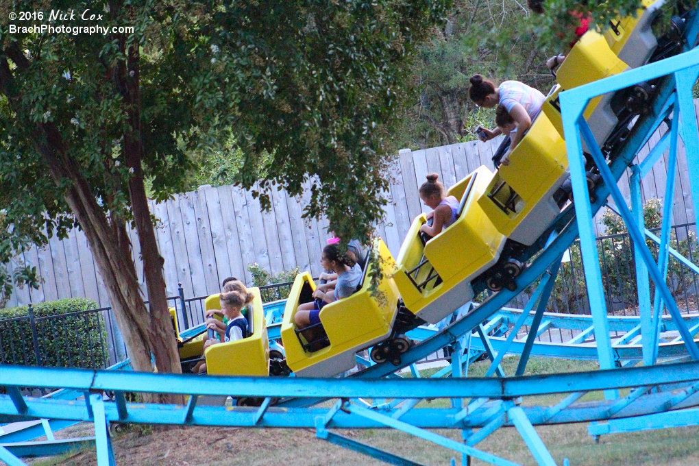 The train headed down a drop.