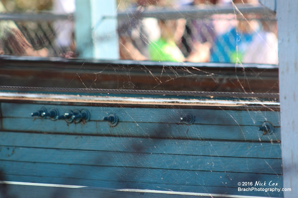 The layers of wood on the track.