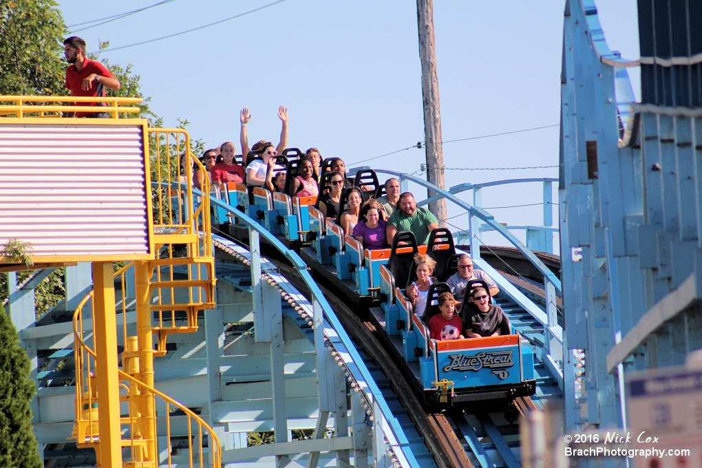 The train headed over the last bunny hop.