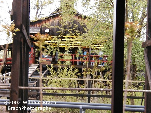 Outside the station as viewed from onboard the Cedar Point railway.