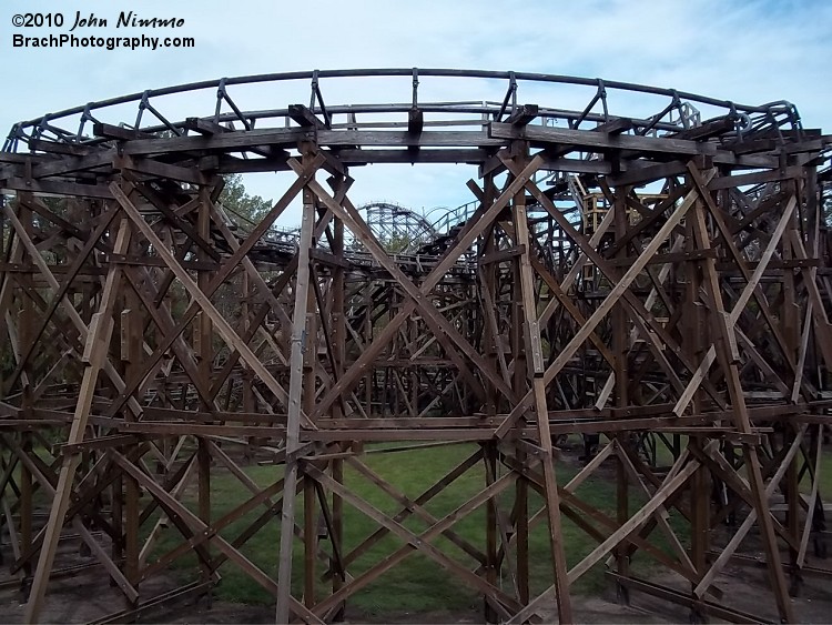 One of several turns this coaster takes on is seen here.