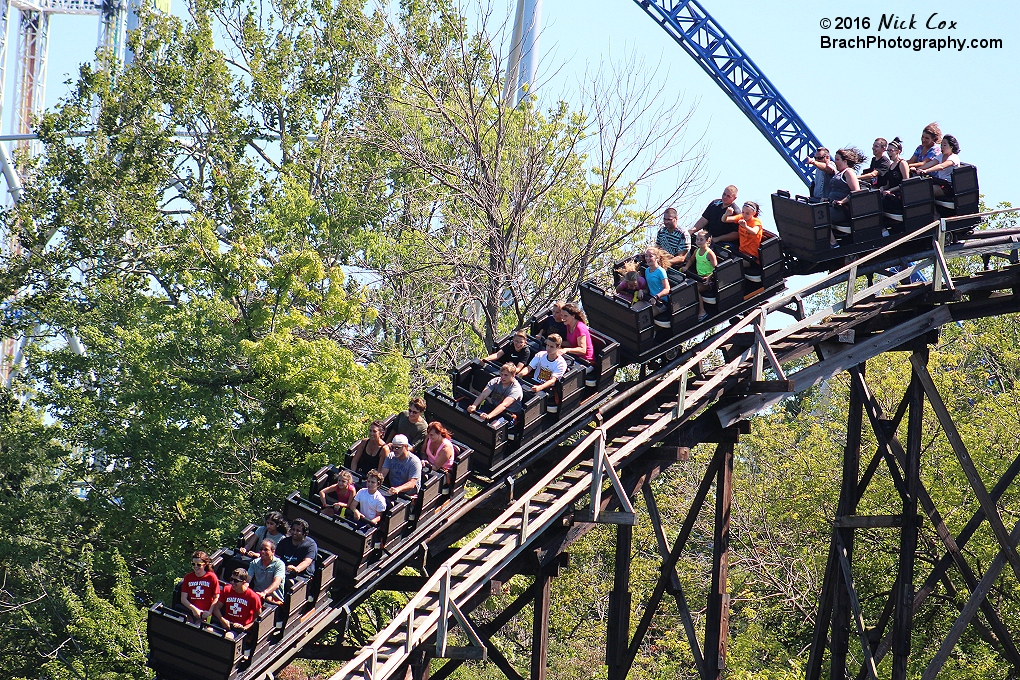 The train headed down the drop.