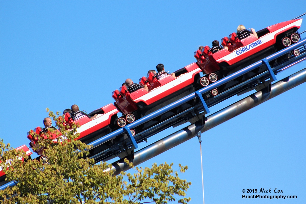 The train going up the lift hill.