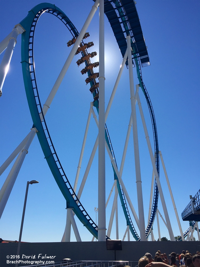 Trainexiting the vertical loop.  (frame 2 of 2)