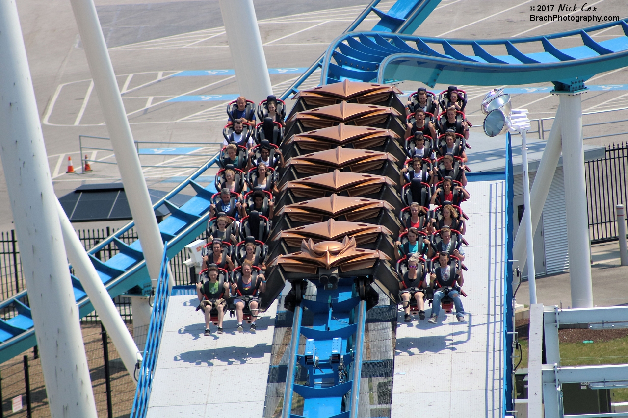 Train entering the brake run.