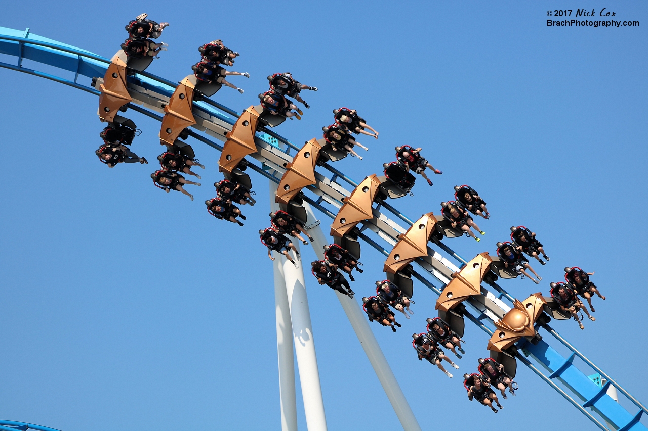 The train exiting the giant corkscrew.