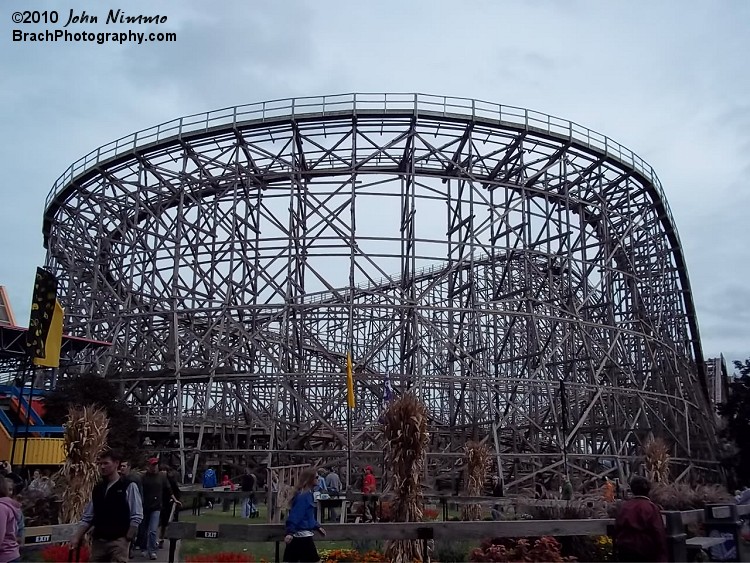 Gemini is classifed as a STEEL coaster, not wood.  It may have the appearance of a wooden coaster with wooden supports, but the track the cars roll is made of steel.  Thus, Gemini is a steel coaster.  Cedar Creek Mine Ride is the other steel coaster with wooden supports at Cedar Point.