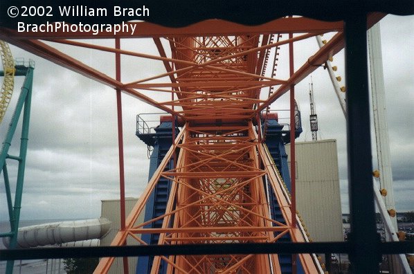 Onboard the Big Wheel.  Disaster Transport is seen in the background.