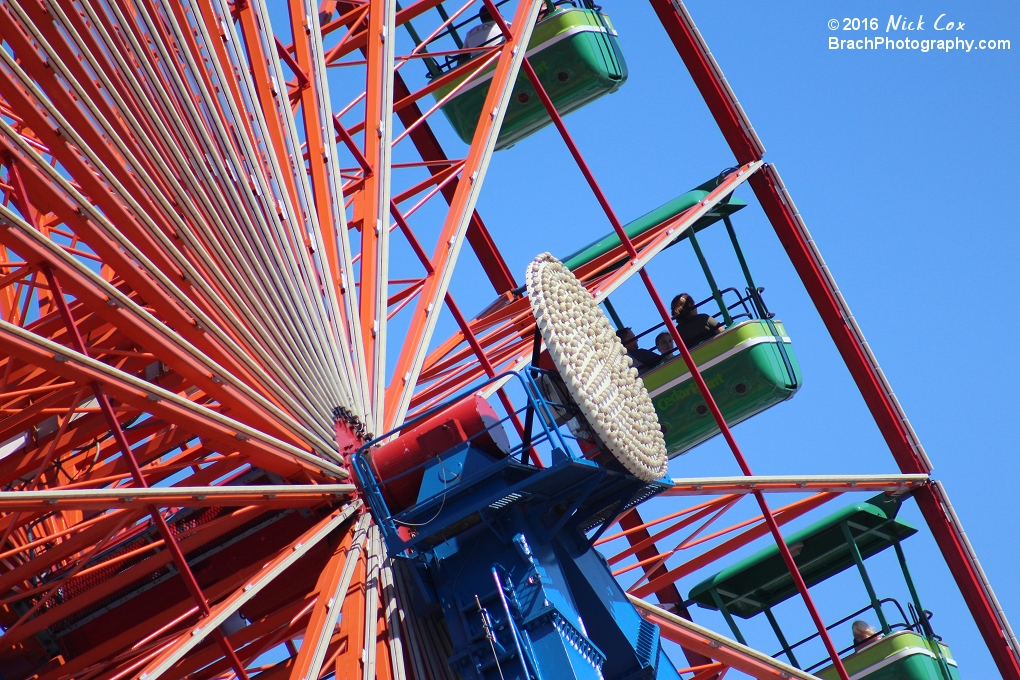 An abstract shot of the Ferris wheel.