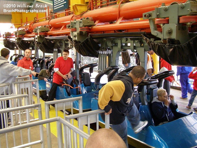 Peeps loading up the train for their ride.