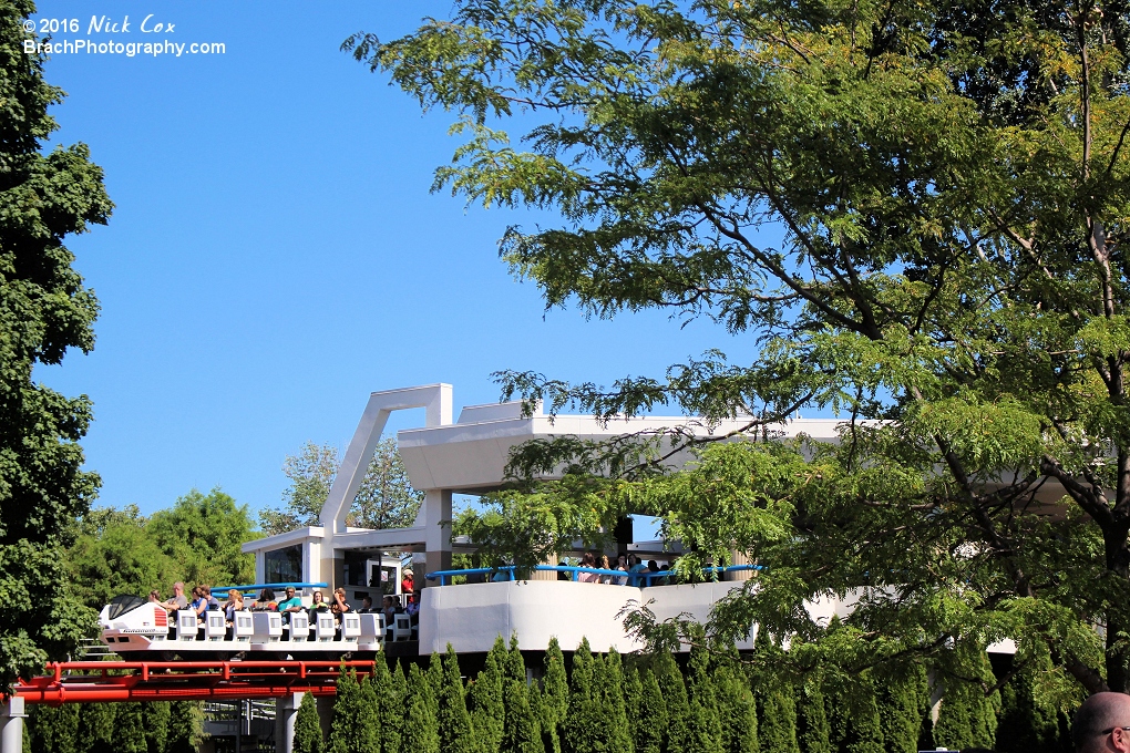 The train leaving the station.