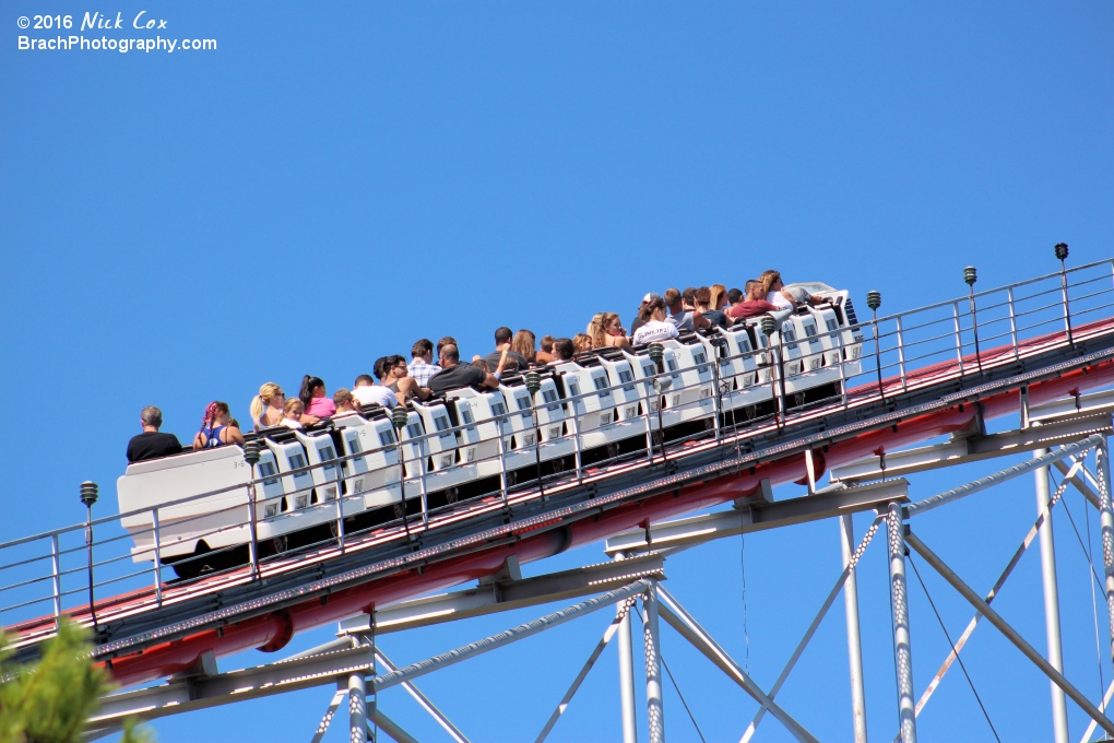 The train going up the lift.