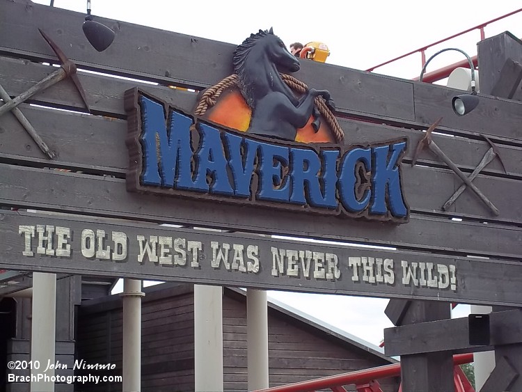 Entrance sign for Maverick.