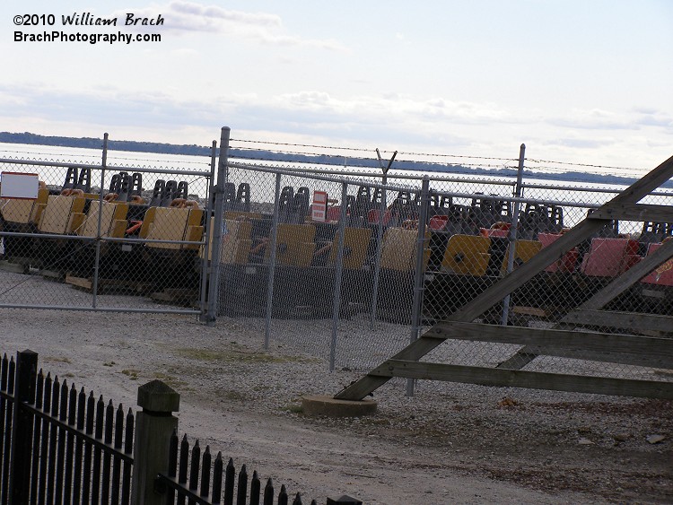 By the time late September rolled around, the park had already removed Mean Streak's trains and put them on shipping pallets for winter storage.