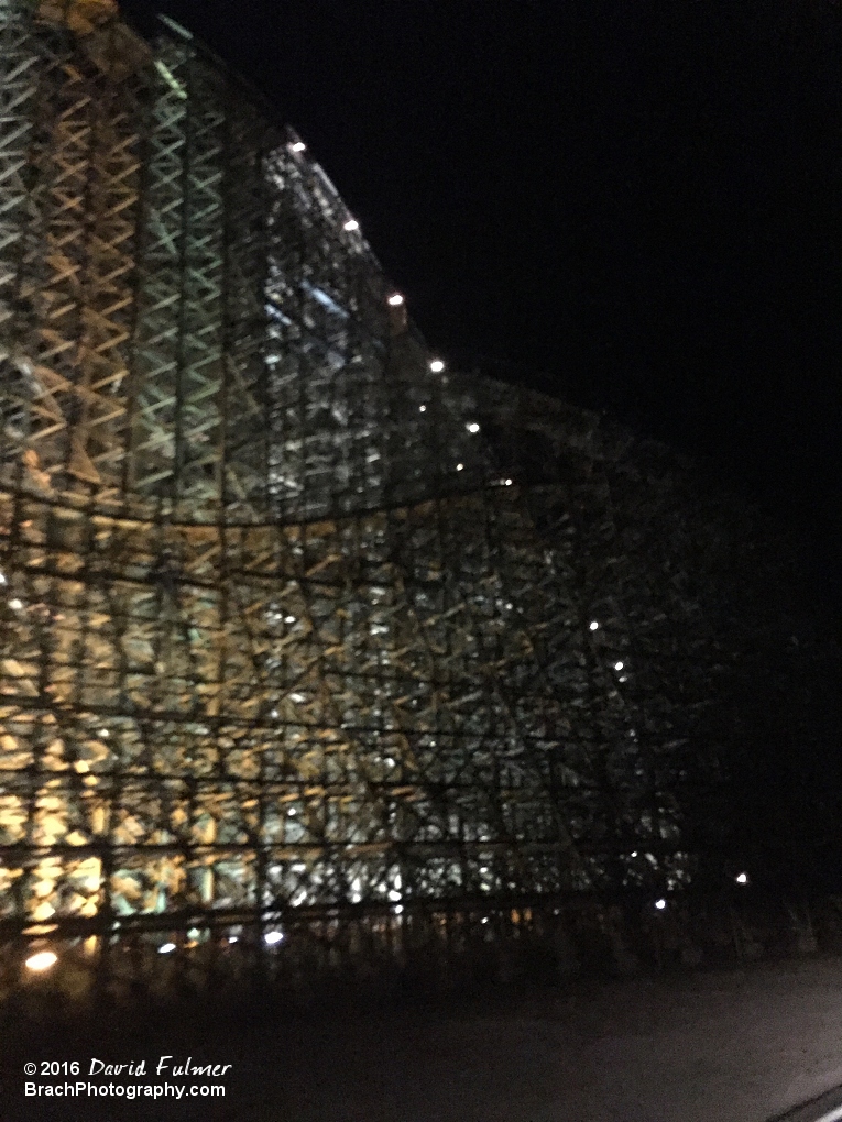 Looking at Mean Streak at night.  (bad quality of photo at night, thanks to iPhone 6.)