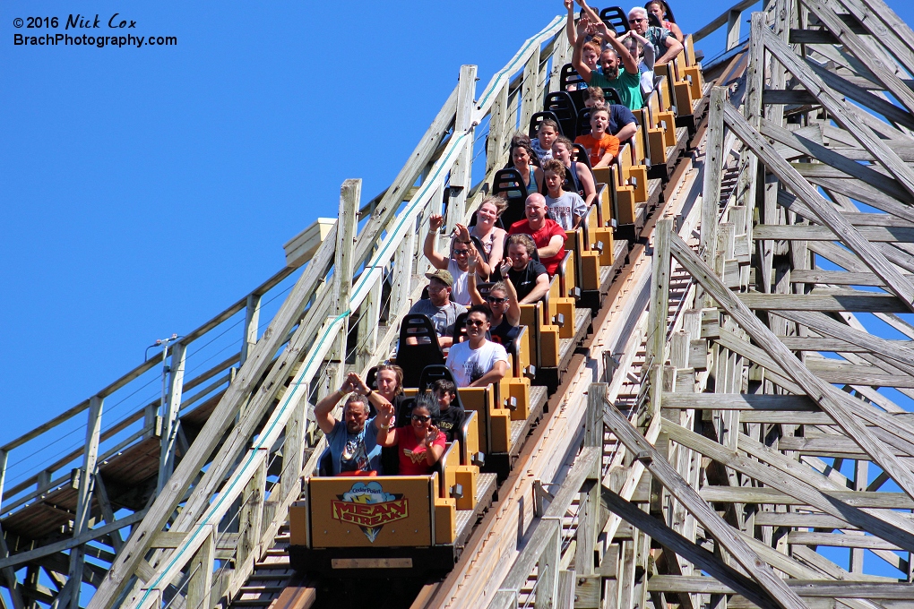 The train headed down the second drop towards the entrance.