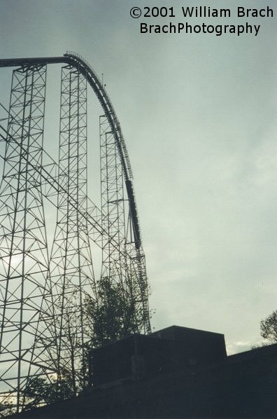 A train going down the first drop.