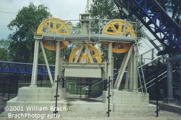 Millennium Force was the first coaster to utilize an "Elevator Lift Hill" system involving not a traditional lift hill chain, but a cable that pulls the train up the lift hill ever so quietly and faster than a traditional lift hill chain would.