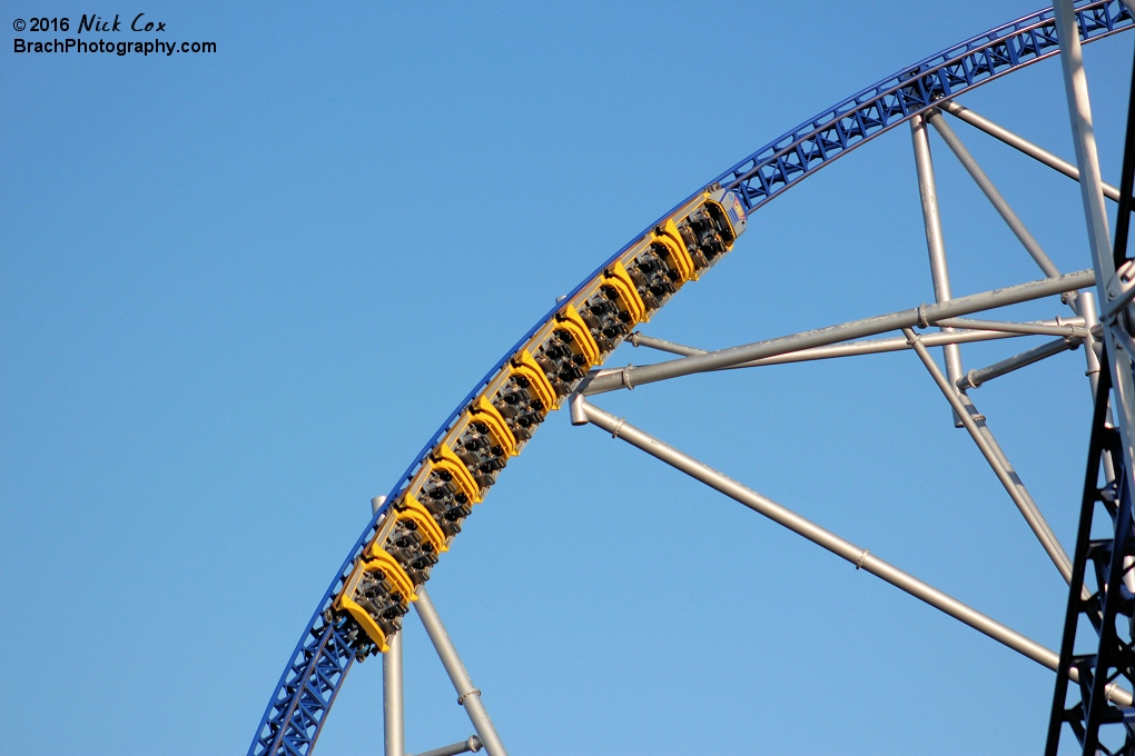 The train going around the first over-banked turn.