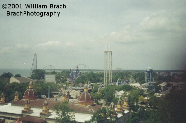 Millennium Force and Power Tower from the Space Spiral.