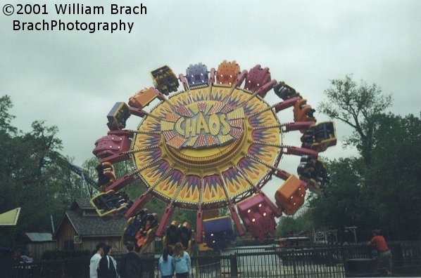 CHAOS in its location near Corkscrew.  Like Troika, CHAOS was also moved to the former location of Schwabinchen to make way for Top Thrill Dragster in 2003.