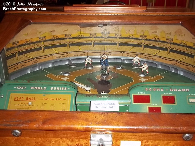 An old baseball arcade game seen in the museum.