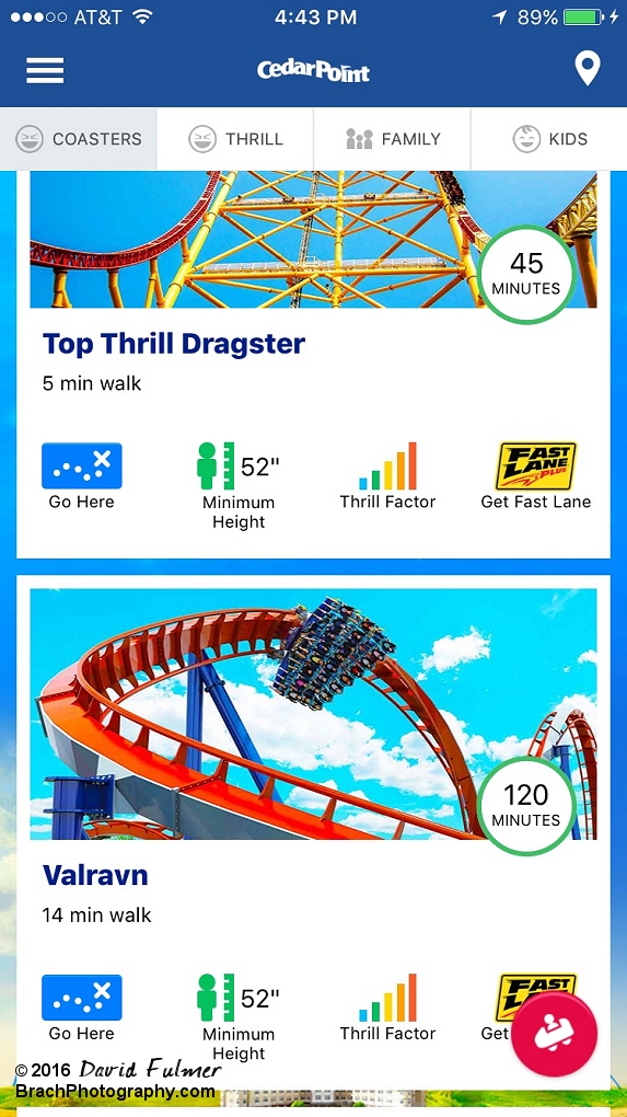 New App that Cedar Point introduced for the 2016 season.  Expect to see htis app expand to other Cedar Fair parks for 2017.