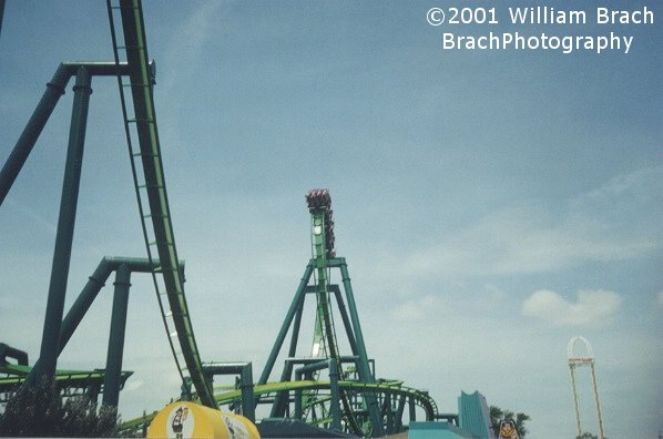 Raptor's train in the vertical loop.