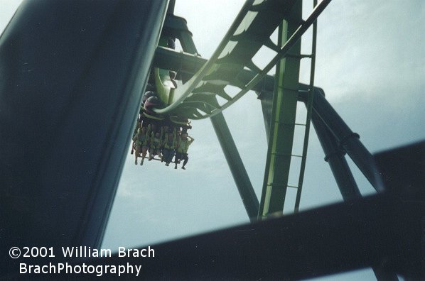 Raptor train coming out of the Vertical Loop.