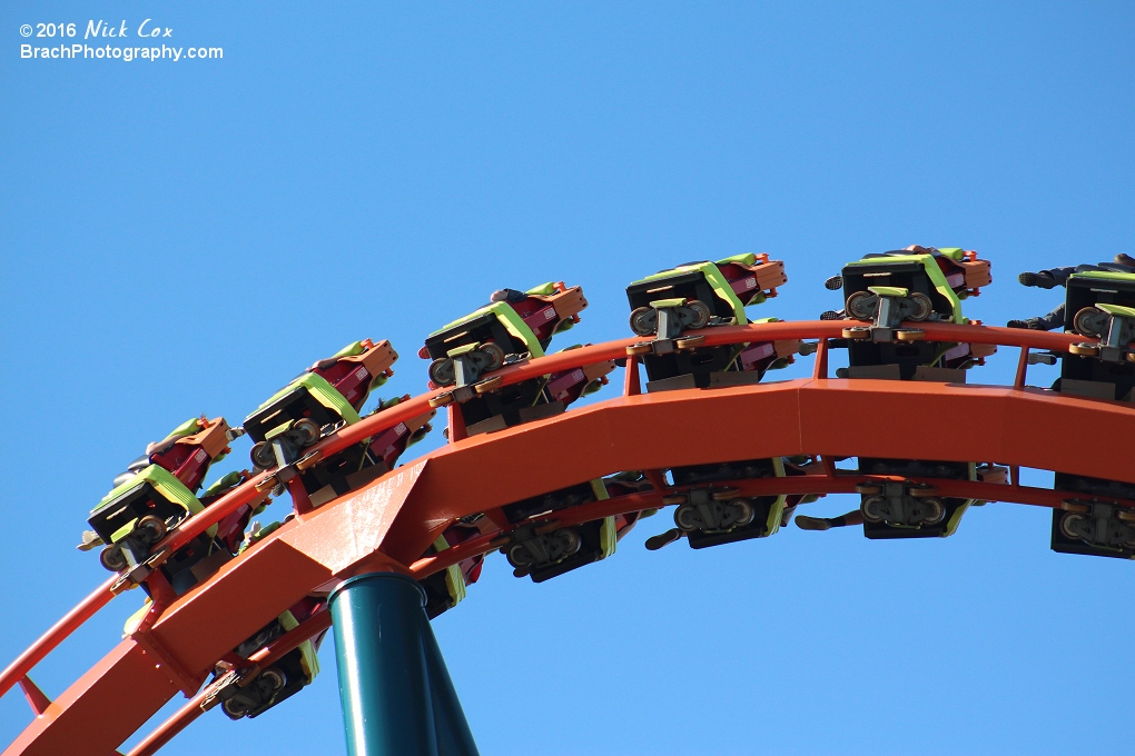 A close-up of the train up top.