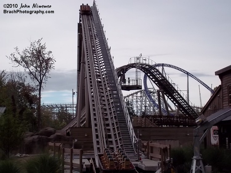 Shoot the Rapids was a combination of a coaster mixed in with a water rapids ride.  Here's one of the two lift hills.