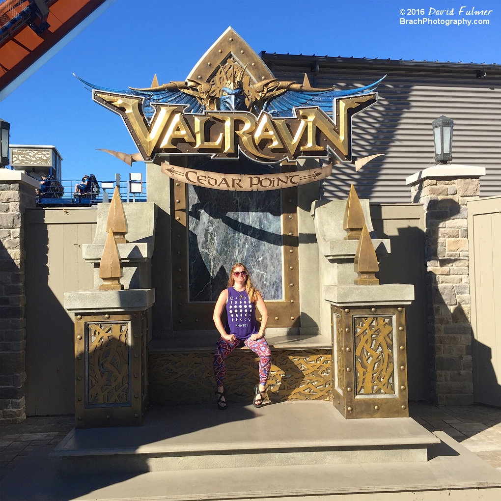 Marlena sitting on the Valravn throne.