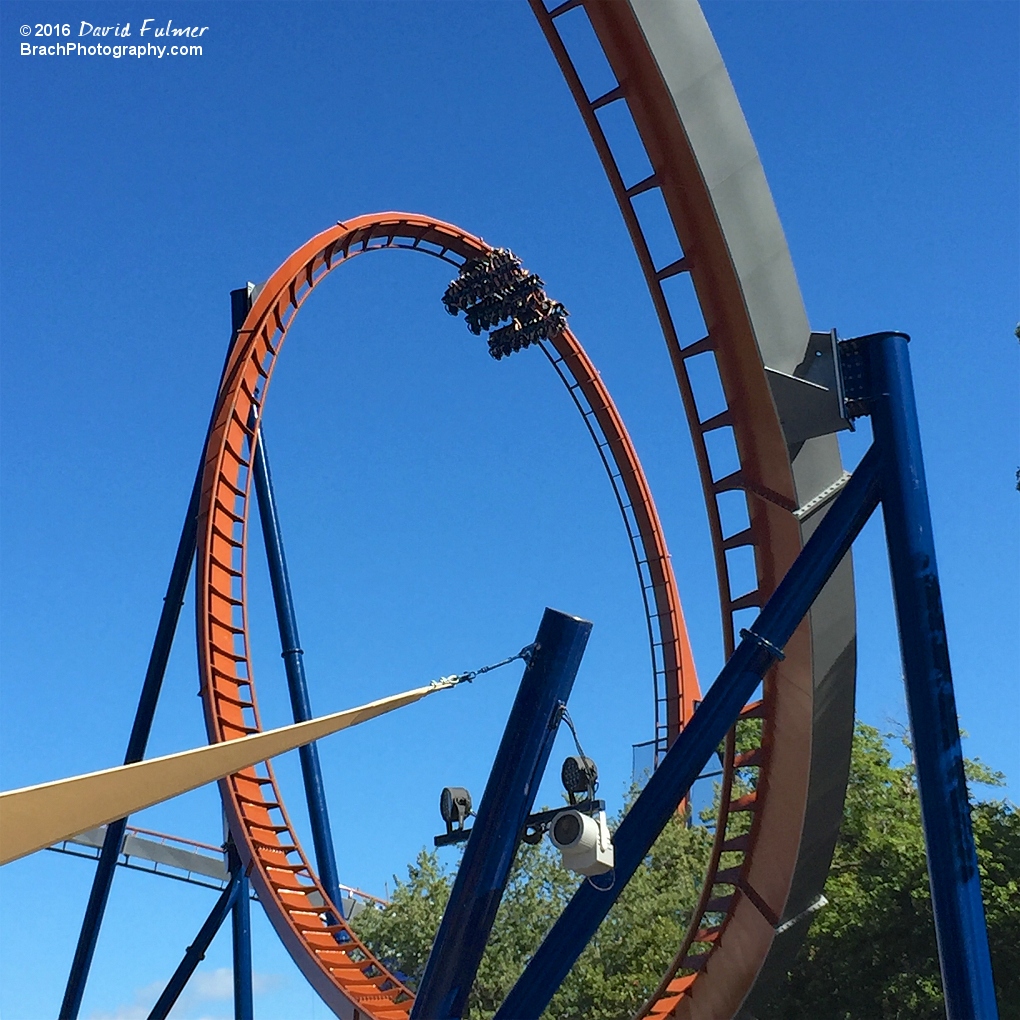 Valravn train going through the vertical loop.  (frame 2 of 4)