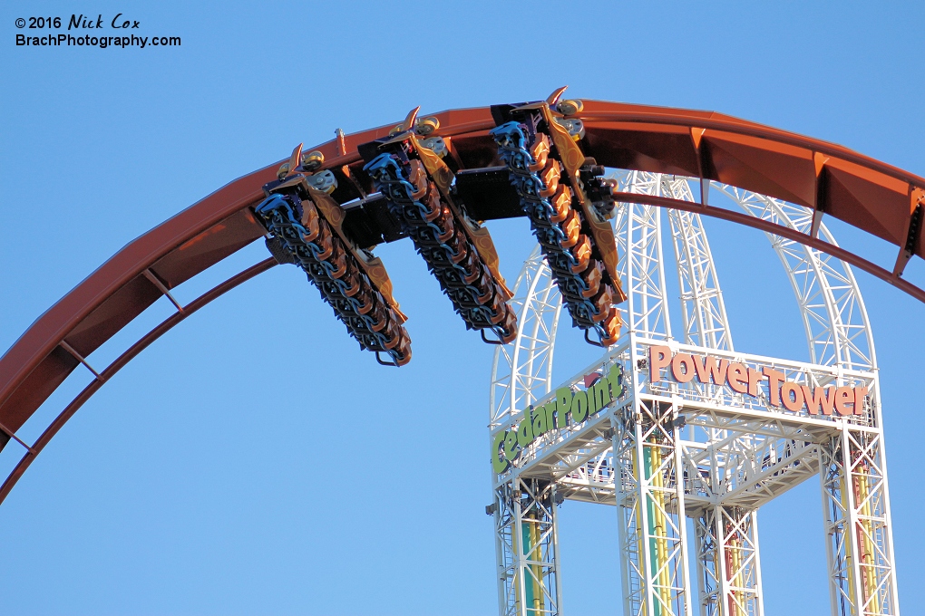 The train going through the second inversion.