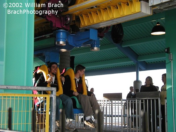 Front seat riders getting amped up for their ride on Wicked Twister.