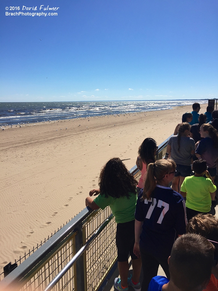 Wicked Twisterhas one of the best queue views - the beach at Cedar Point overlooking Lake Erie.