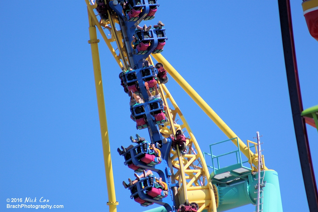 The train twisting on one of its spines.