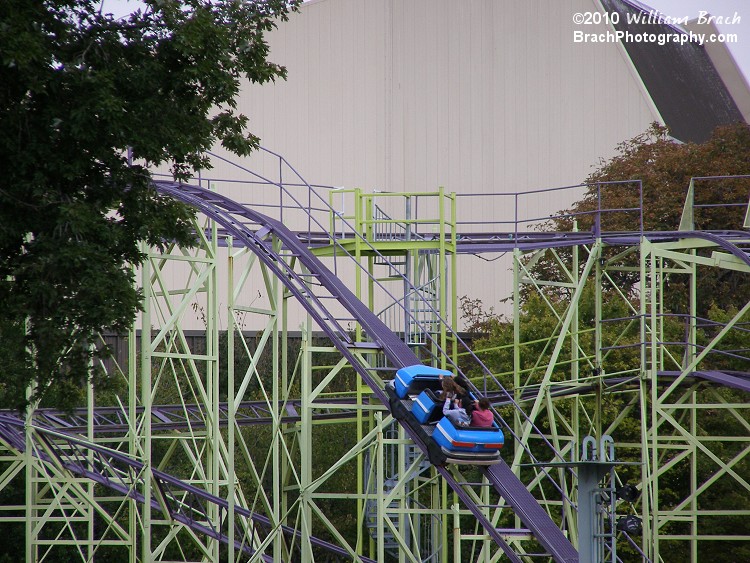 Wildcat car going up one of the multiple hills.