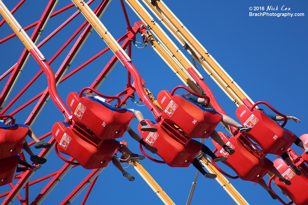 The gondolas of the 301-ft swing.