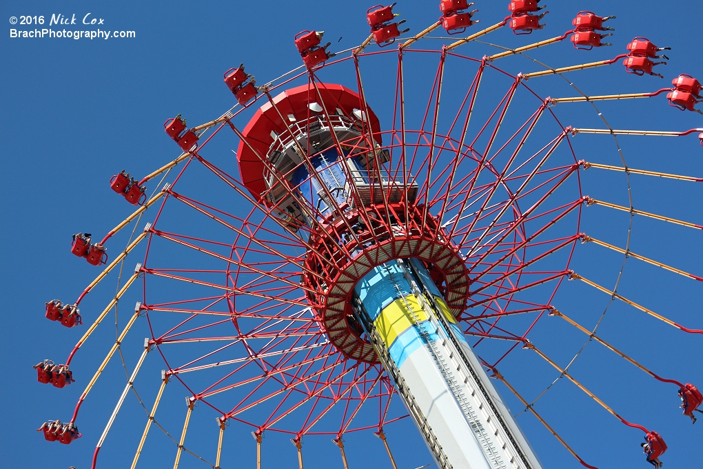 The ride spinning at the top.