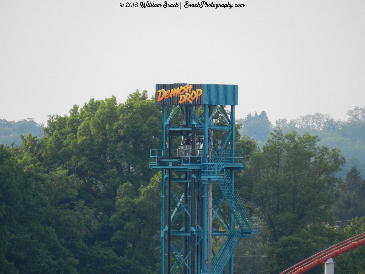 From outside the park, looking in; Taking a look at Demon Drop!