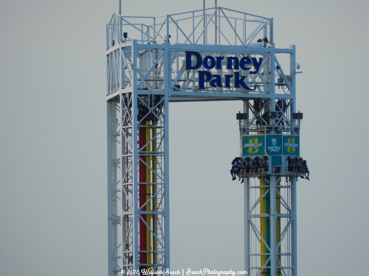 Drop tower side of Dominator ready to drop.