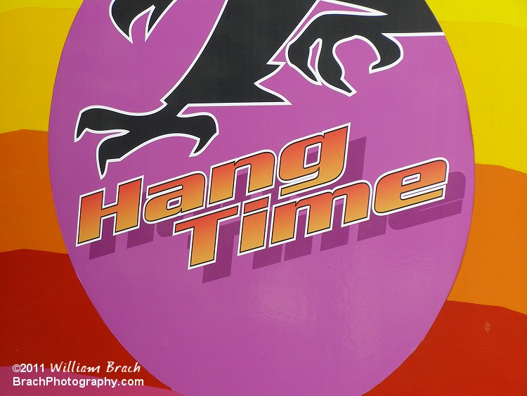 Sign for Hang Time found on the ride operator's booth.  This ride was next to Talon until the end of the 2014 season when it was removed.