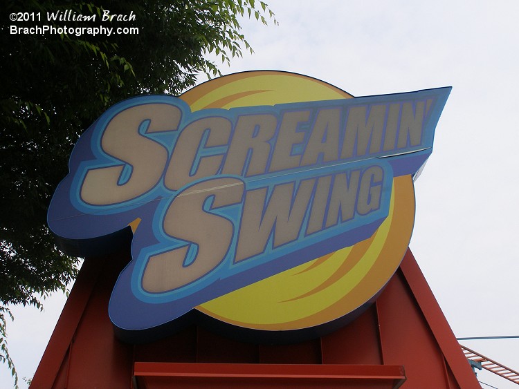 Screamin' Swing ride sign.