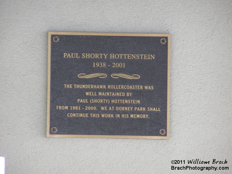 Mr. Paul Hottenstein was the mechanic on Thunderhawk for 19 years.  A truly dedicated man.