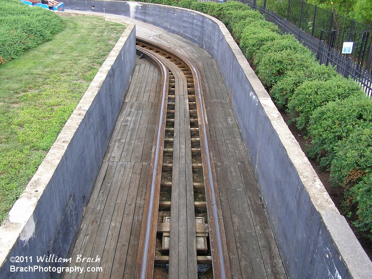 Trench for Thunderhawk leading up to the lift hill.